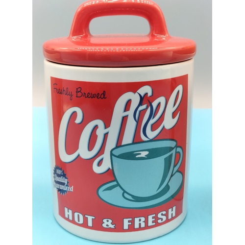 342 - Ceramic Tea, Coffee and Sugar Canisters. 15cm High