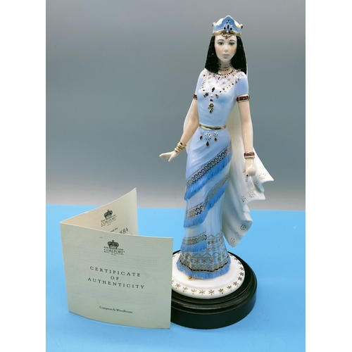 35 - Coalport 28cm Limited Edition Figurine 'Queen of Sheba' on Wooden Base and with Certificate of Authe... 