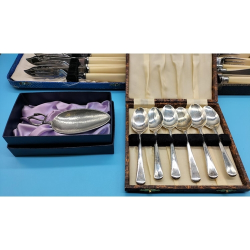 363 - 3 x Boxed Silver Plate Cutlery Sets plus Reproduction Spoon AD350-450.