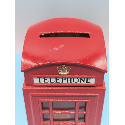 400 - Small 15cm High GPO Red Phone Box Money Box.