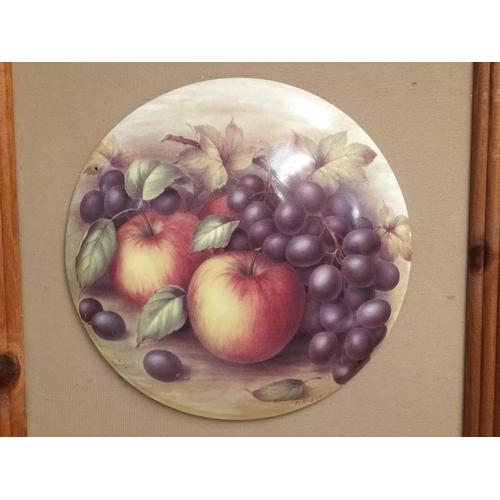 402 - Framed and Signed D Hague Fruit Plaques. 39cm x 39cm.