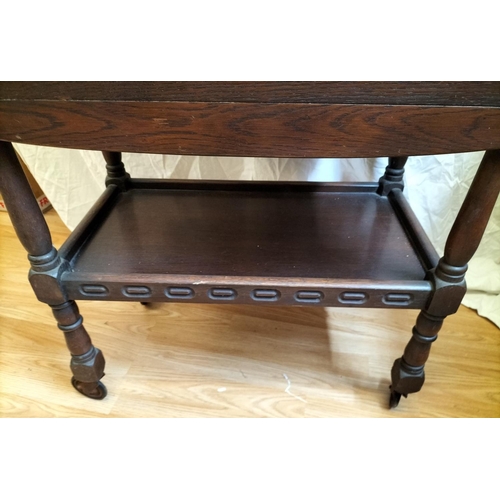 431 - Wooden Small Drop Leaf Table with Shelf, on Castors. Measures Closed 75cm High, 68cm x 43cm. Open 75... 