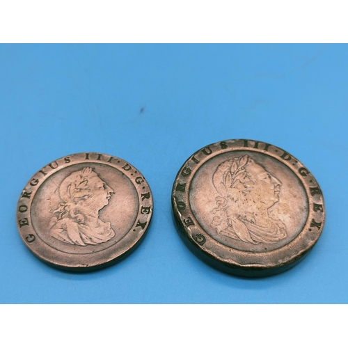 44 - Cartwheel Penny plus Two Penny George III Date 1797.