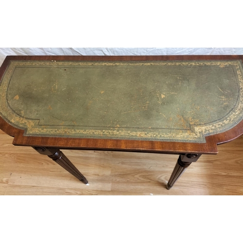 446 - Leather Topped Hall Table. 71cm High, 91cm x 37cm. Leather Top requires Attention/Re wax. This Lot i... 