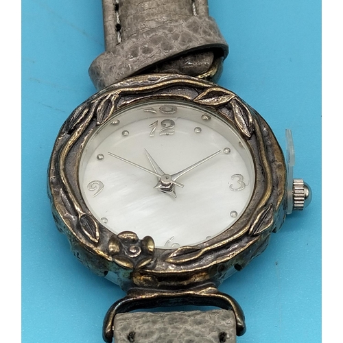 464 - Ladies Art Nouveau Style Watch with 925 Silver Face Surround and Steel Back. Boxed.