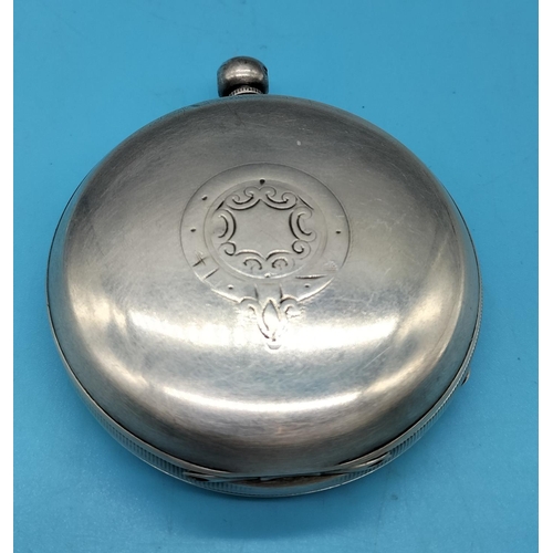 47 - Large Silver Hallmarked Pocket Watch Case with Glass 6cm Diameter.