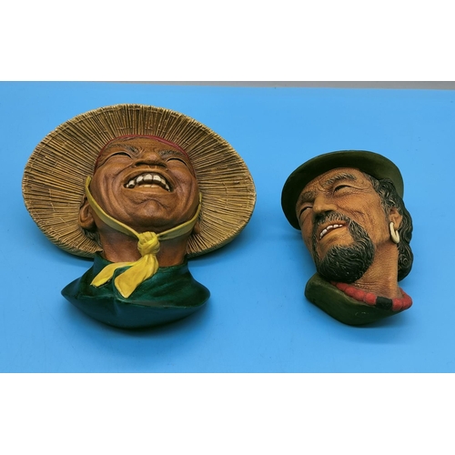 512 - 2 x Bossons Head Wall Hangings - 'Coolie' and 'Tibetan'. Some Wear.