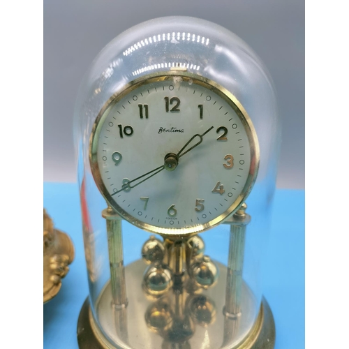 518 - 2 x Key Wound Dome Clocks. One Missing Glass Cover. Larger Clock requires Attention. 23cm High, 27cm... 