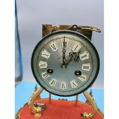 518 - 2 x Key Wound Dome Clocks. One Missing Glass Cover. Larger Clock requires Attention. 23cm High, 27cm... 