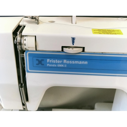 522 - Frister Rossmann Panda MK II Sewing Machine, Tin of Cottons and Go Stitch Machine.