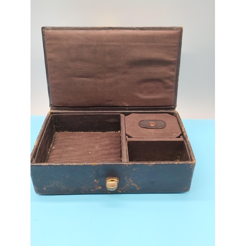 528 - Egyptian Leather Musical Jewellery Box (Requires Attention) plus 2 x Stratton Compacts.