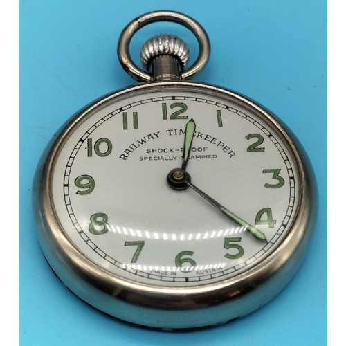 53 - Stop Watch (not Working) plus 'Railway Time Keeper' Pocket Watch (Needs Attention).