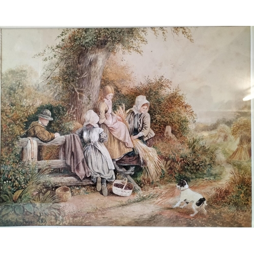 530 - Framed and Glazed 'Harvest Scene' Watercolour by William Stanton Forbes M.N.A. 69cm x 54cm.