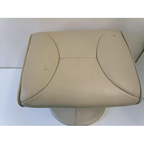 576 - Cream Faux Leather Foot Stool. 42cm High, 46cm x 39cm. This Lot is Collection Only.