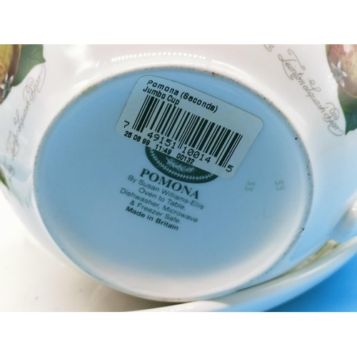 586 - Portmeirion Pomona Pattern Large Cup and Saucer and Soup Bowl (Seconds Quality) plus Botanic Garden ... 