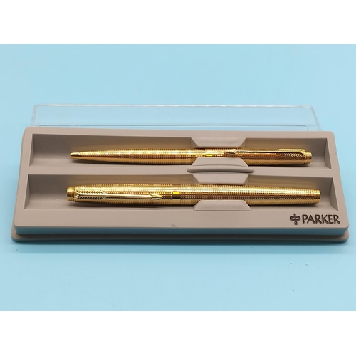 60 - Parker Gold Plated 14k Point Fountain and Ballpoint Pen.