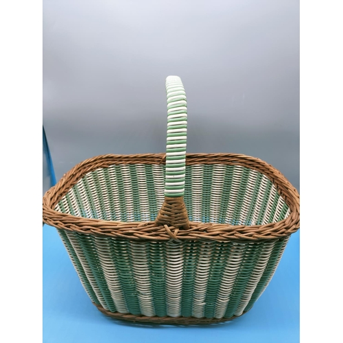 603 - Retro Wicker and Plastic Shopping Basket.