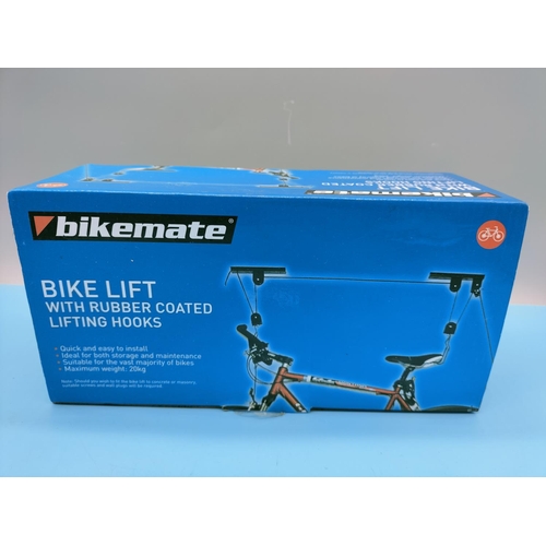 609 - 2 x Bikemate Bike Lifts with Rubber Coated Lift Hooks. Boxed.