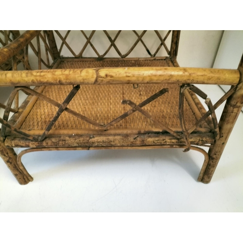 616 - 2 x Two Shelf Wicker/Bamboo Stands. 56cm High, 30cm x 30cm. 1 Slight A/F. This Lot is Collection Onl... 