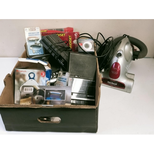 619 - Box of Mixed Electricals toinclude CD Player, Tape Players, Dirt Devil Vacuum, etc.