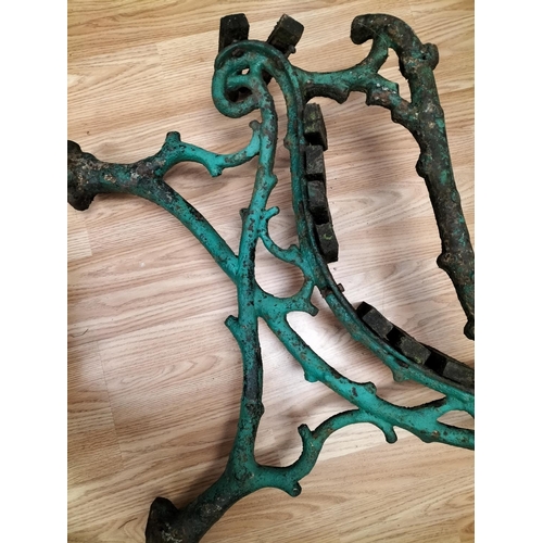 623 - Antique Cast Iron (Coalbrookdale?) Bench Ends with Middle Section. 77cm High x 64cm Depth. This Lot ... 