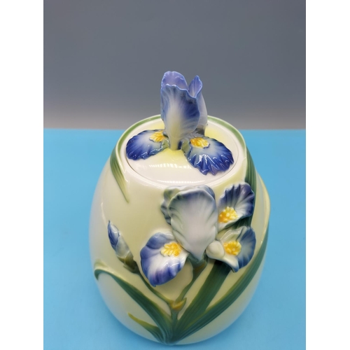 628 - Graff Porcelain Iris Pot with Lid. 29cm Tall.