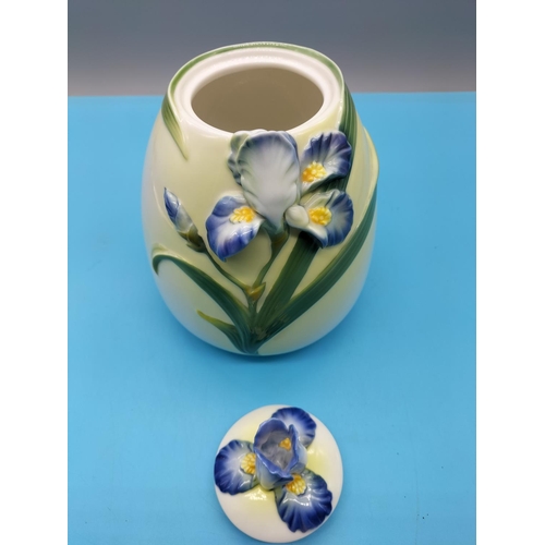 628 - Graff Porcelain Iris Pot with Lid. 29cm Tall.