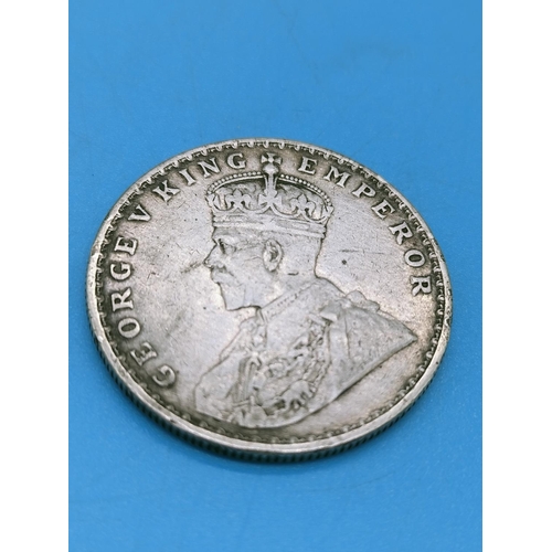 63 - British India One Rupee Silver Coin, 1917 George V.