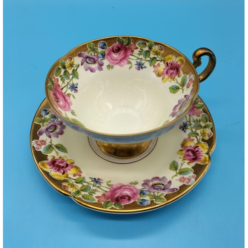 646 - Old Royal Bone China Cup and Saucer in the 'Swansea' Pattern. Blemish to Gold and Some Crazing to Sa... 