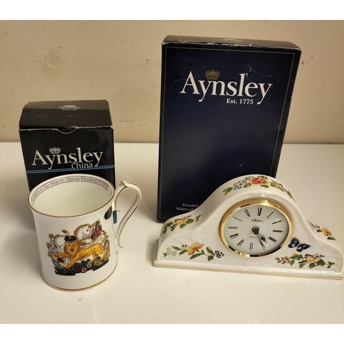 65 - Boxed Aynsley Items (5) - Collectors Plates, Mantle Clock and Queen Elizabeth II Coronation Tankard.