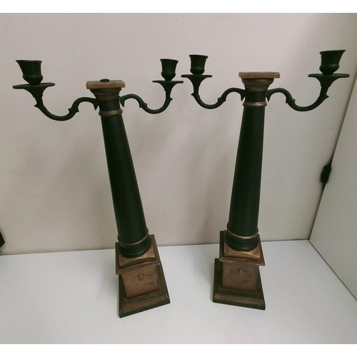 69 - Pair of Victorian Style Gothic Candle Holders. 64cm Tall. Slight A/F.