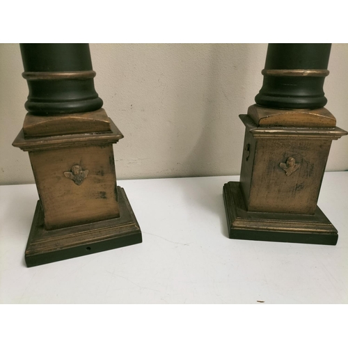 69 - Pair of Victorian Style Gothic Candle Holders. 64cm Tall. Slight A/F.