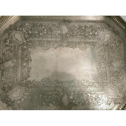 70 - Victorian Silver Plated Twin Handled and Footed Butlers Tray . 60cm Long, 45cm x 10cm.