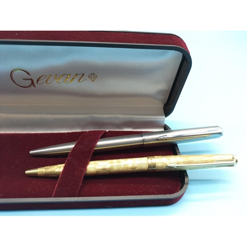 71 - Parker Gold Plated Harlequin Pen plus Silver Coloured Pen (Requires Attention).