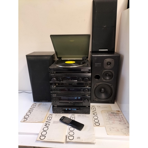 78 - Kenwood Stacking System - Turntable, Amp, Tuner, Equaliser, CD Player, Remote and Manuals. W/O. CD r... 