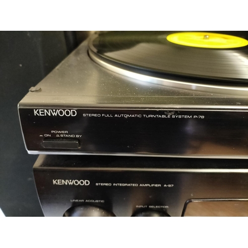 78 - Kenwood Stacking System - Turntable, Amp, Tuner, Equaliser, CD Player, Remote and Manuals. W/O. CD r... 