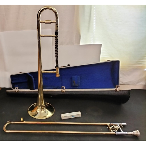 94 - Vintage Brass and Chrome Trombone in Case.