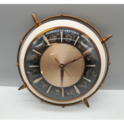 146 - Zodiac Starburst Style Clock. 29cm Diameter.