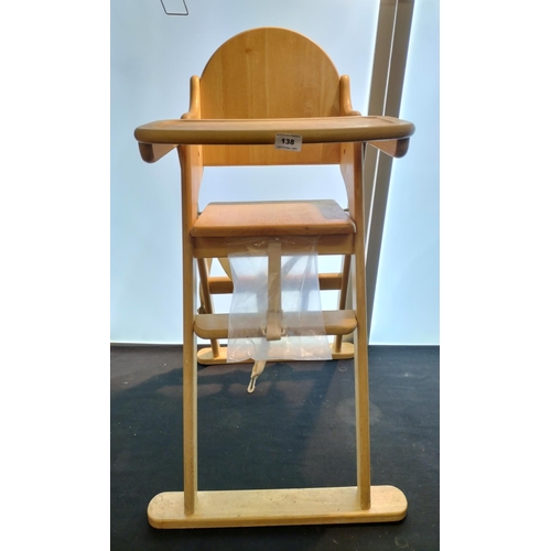 468 - Wooden Child's High Chair. 92cm High x 41cm x 46cm. Seat height 57cm. This Lot is Collection Only.