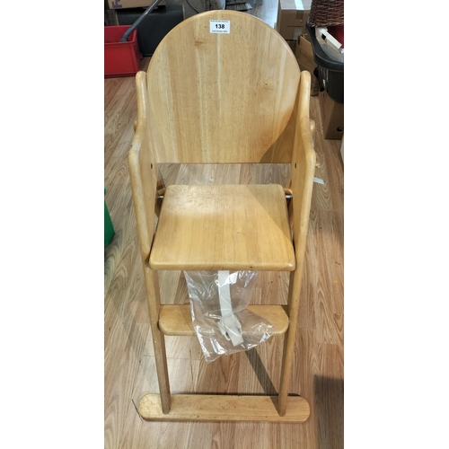 468 - Wooden Child's High Chair. 92cm High x 41cm x 46cm. Seat height 57cm. This Lot is Collection Only.