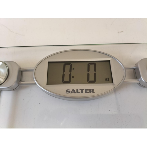 240 - Boxed Salter Glass Electronic Bathroom Scales. Max Load 150kg/330lb. W/O