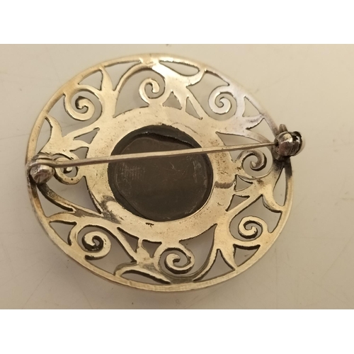 287 - Silver Hallmarked Brooch Set with Onyx.