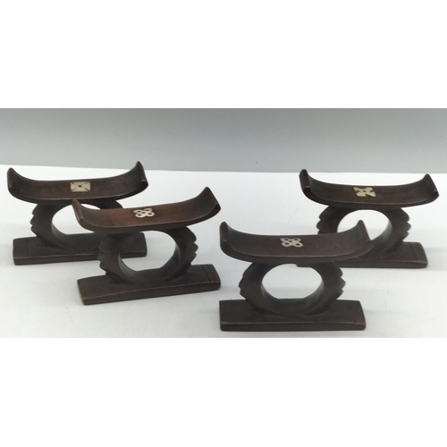 360 - Ashanti Tribe Napkin Rings/Cutlery Rest (4) plus 9 x Napkin Rings (Wood and Leather).