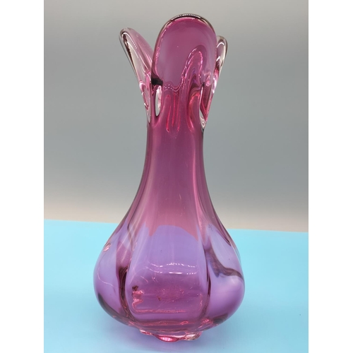 417 - Murano Cranberry Glass 23cm Vase.