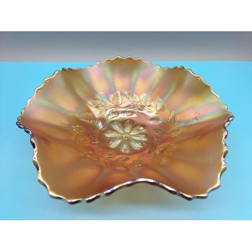 497 - Carnival Glass Fluted Fruit Bowl. 24cm Diameter.