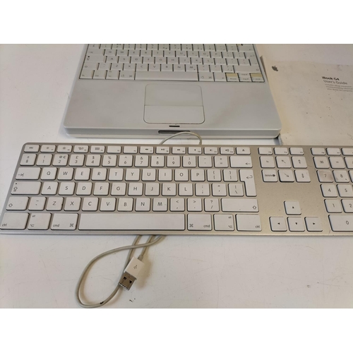 535 - Apple iBook G4 plus Apple Keyboard and Instruction Manual. No Power Cable. Untested.