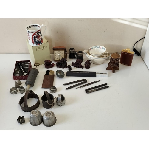 700 - Mixed Collection to include Vintage Pastry Cutters, Opera Glasses, Watch Pen, Vintage Travel Clock, ... 