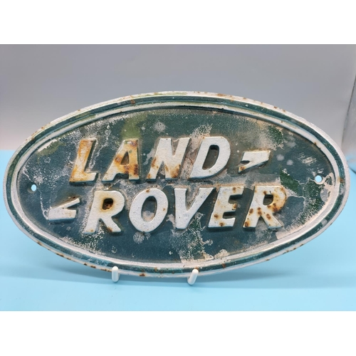 97 - Vintage Cast Iron Landrover Sign. 26cm x 14cm.