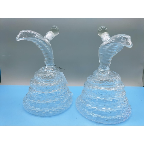 149 - Glass Snake Decanters (2). 25cm Tall.