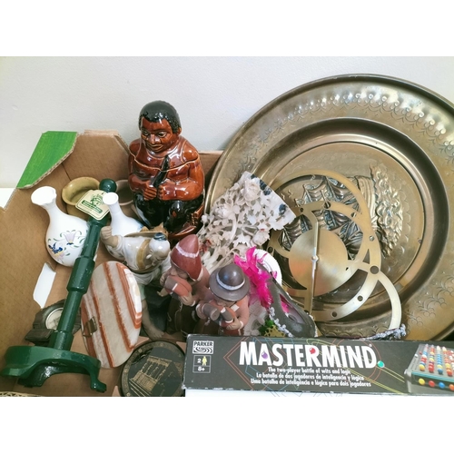 186 - Box of Mixed Items to include Figures, Brass, etc.